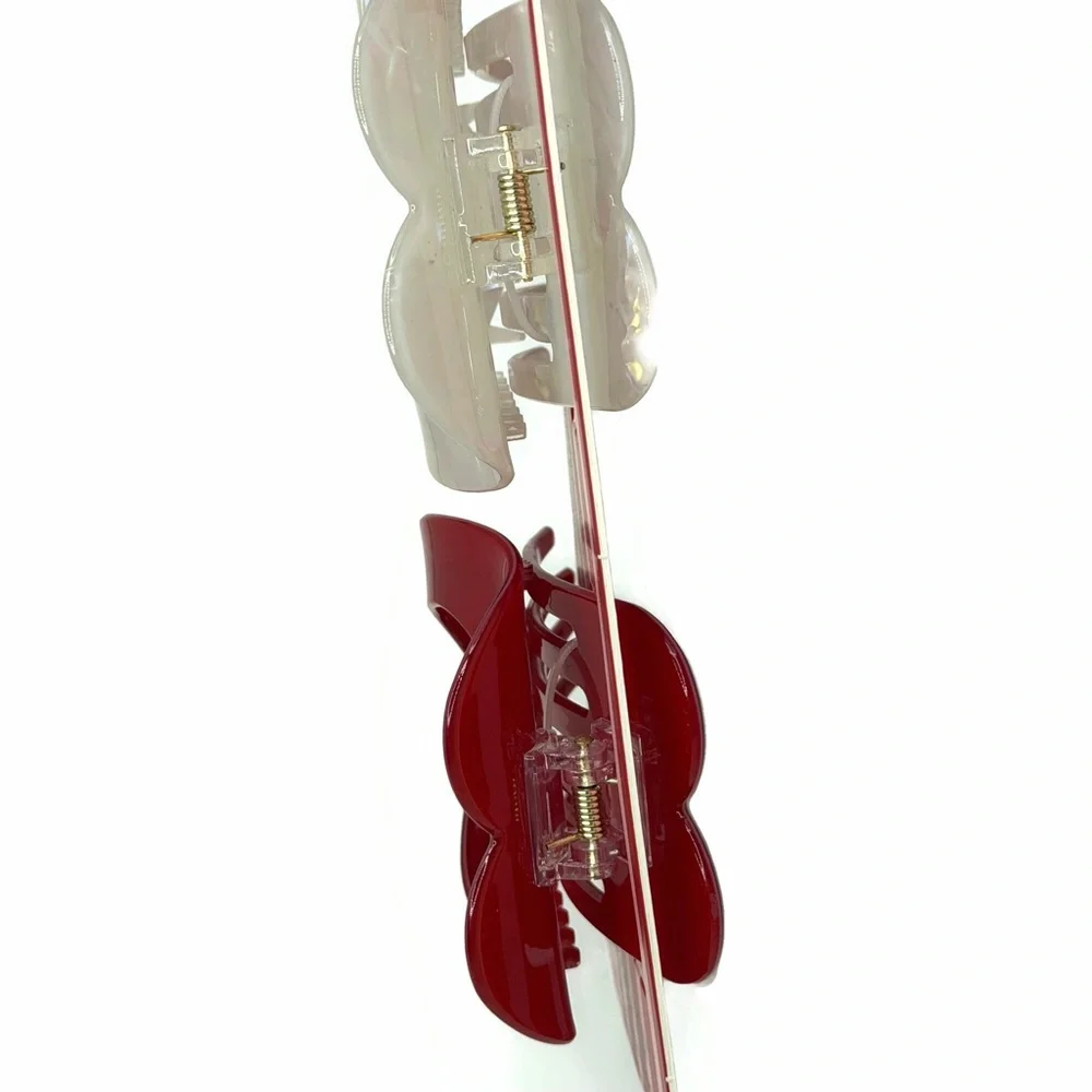 Piper K Heart Flat Lay Hair Claw Clips Red White